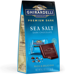 ghirardelli Premium Dark Sea Salt 60% Cacao Dark Chocolate SQUARES 4.1 oz Bag (Case of 6)