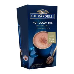 ghirardelli Hot Cocoa with Chocolate Chips (6 boxes, 8 packets per box) (mix with water or milk)